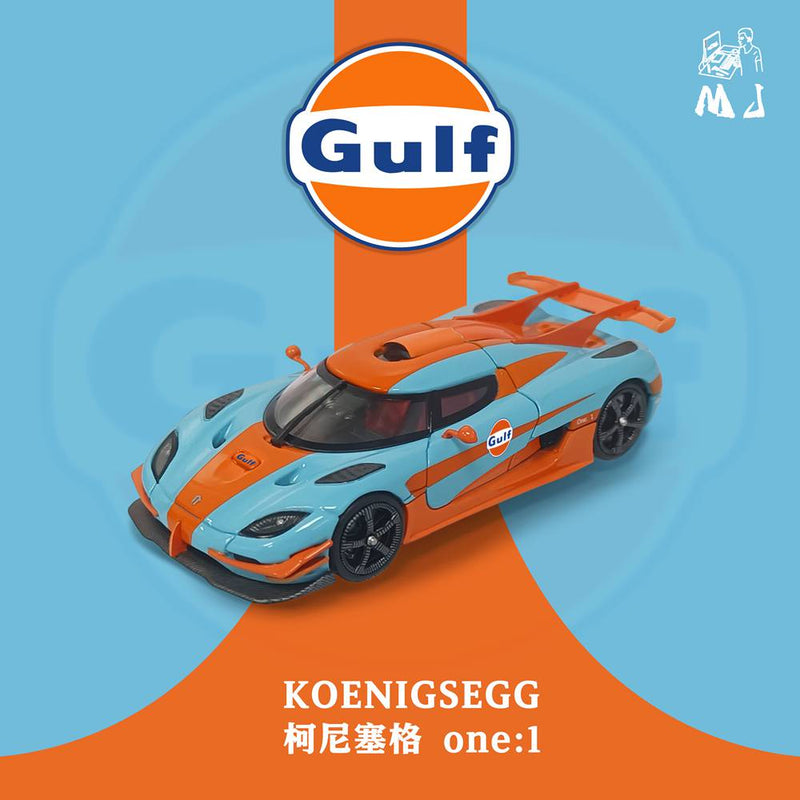 MJ 1:64 Koenigsegg one1 Gulf/Noctilucent Diecast Toys Car Models Miniature Hobby Collection Gifts