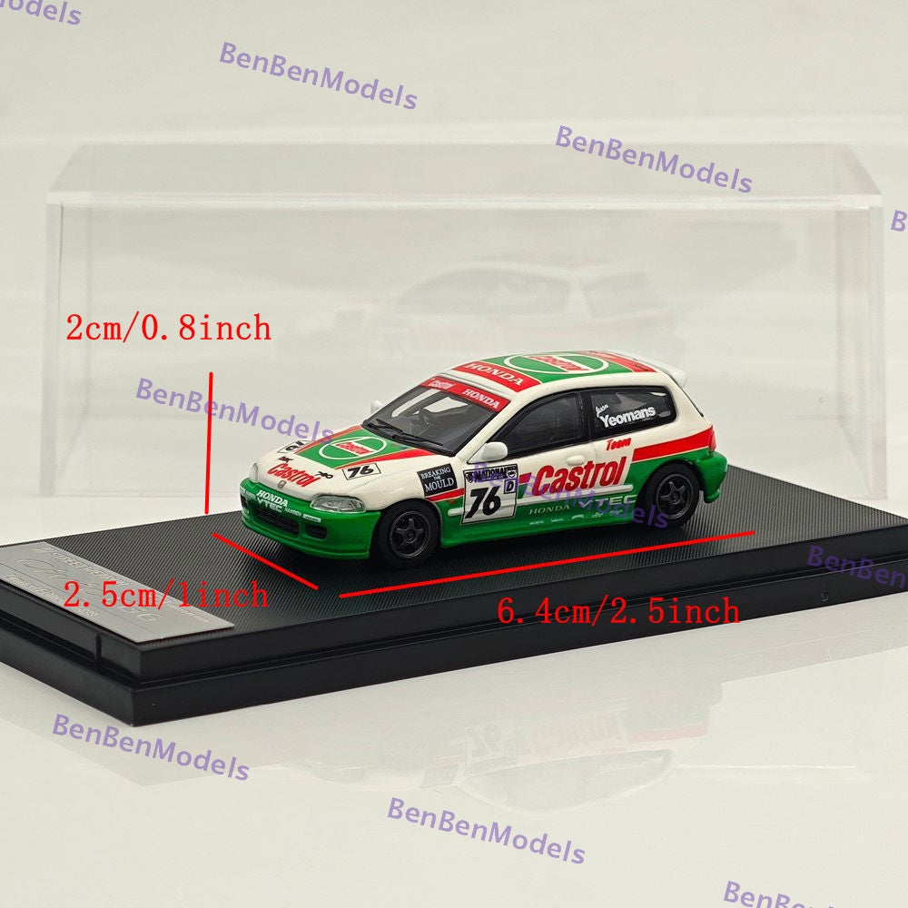 1:64 SW Civic EG6 Castrol Livery #76 Diecast Model Limited 499 Collectible Car