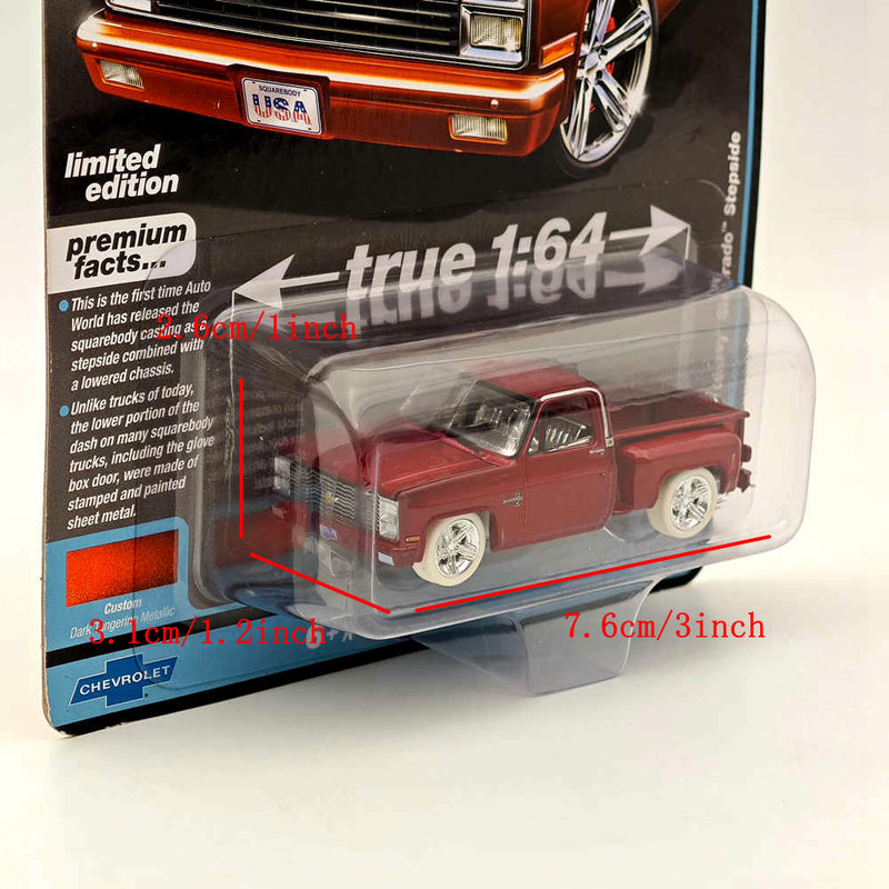 CHASE Auto World 1/64 1983 Chevy Silverado Stepside Ultra Red Diecast Models Car