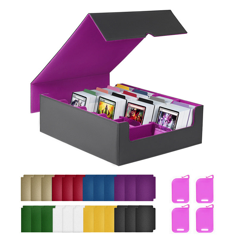 Large Capacity 4 Slot Magnetic PU Trading Card Storage Box Multi Compartment Organizer For TCG Collectible Cards