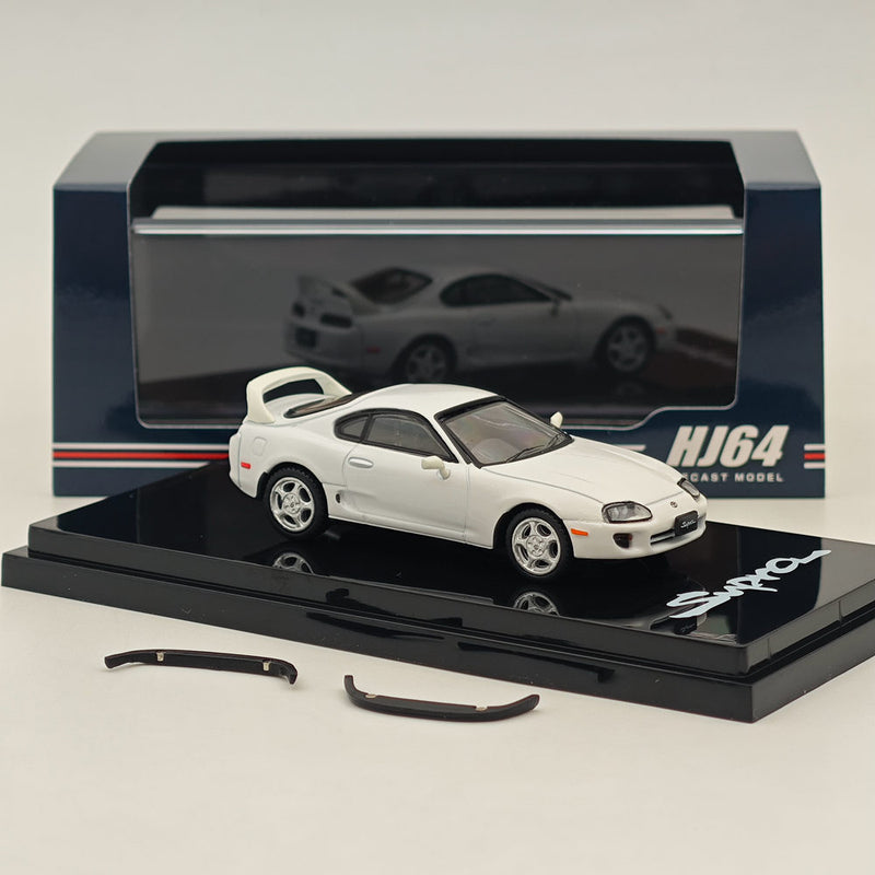 Hobby Japan 1/64 Toyota SUPRA RZ JZA80 with Active Spoiler Parts White HJ642042W Diecast Models Car Collection