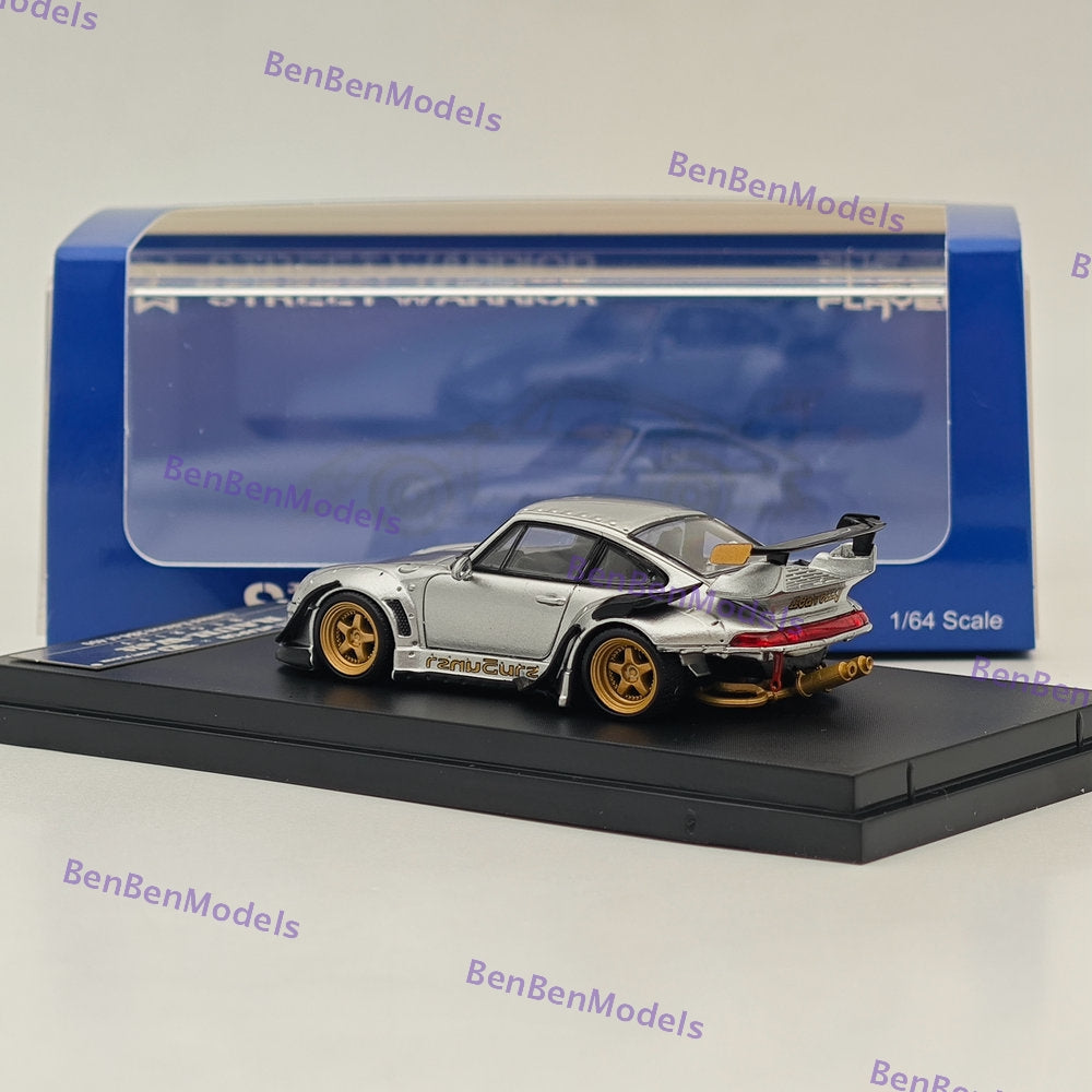 Street WARRIOR 1/64 RWB 993 RAUH-Welt Heavenly Silver Short Wing Diecast Model