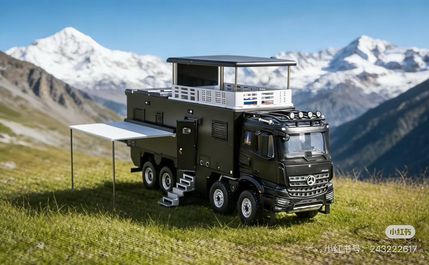 1/64 GCD GT Show Arocs 8x8 Expedition Vehicle 318 Route Black Diecast Car Model Gifts