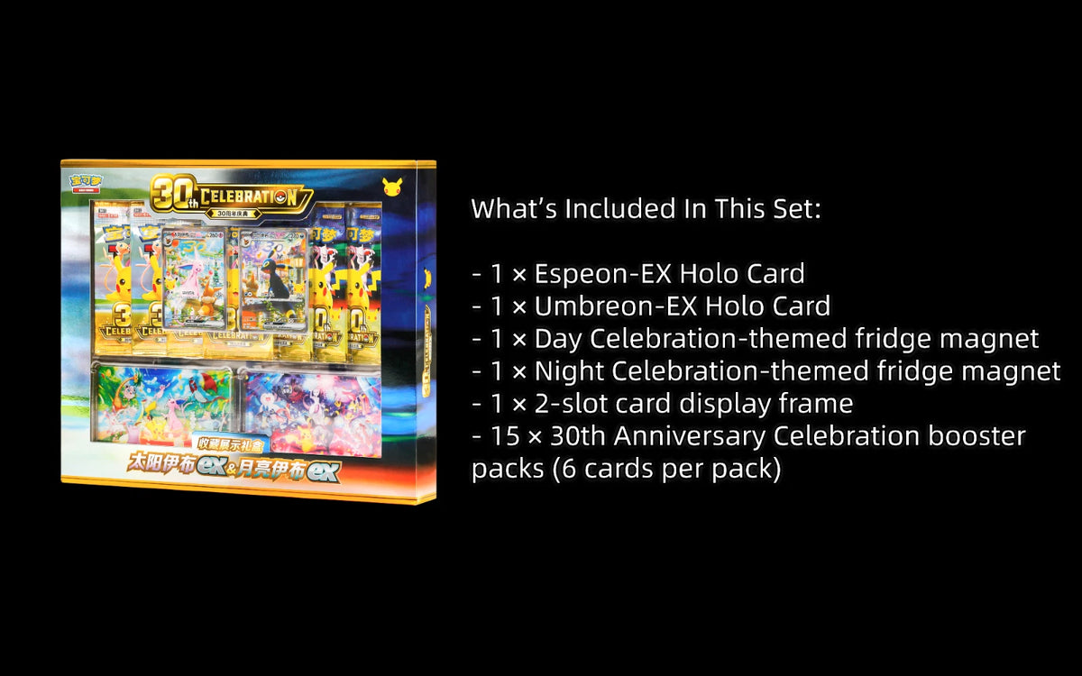 IN STOCK S-Chinese Pokemon 30th Anniversary Display Box Espeon ex & Umbreon ex
