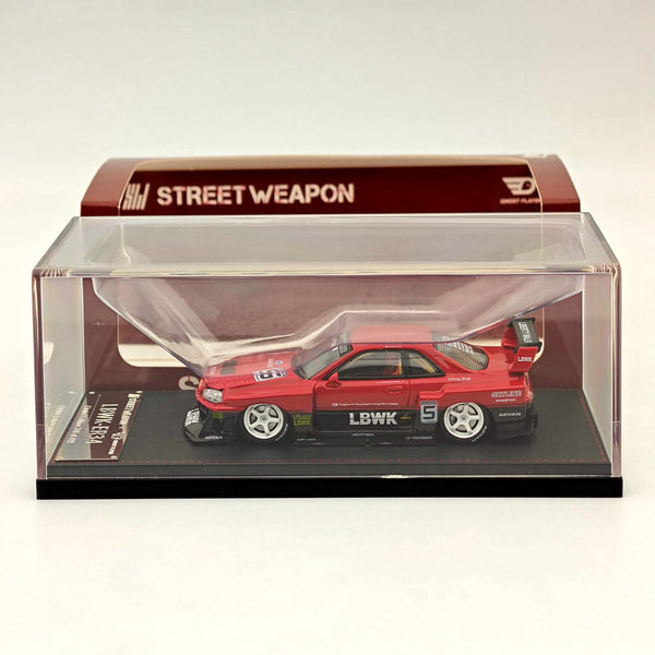 Street Weapon 1/64 NISSAN GT-R ER34 #5 LBWK Red Diecast Models Car Collection