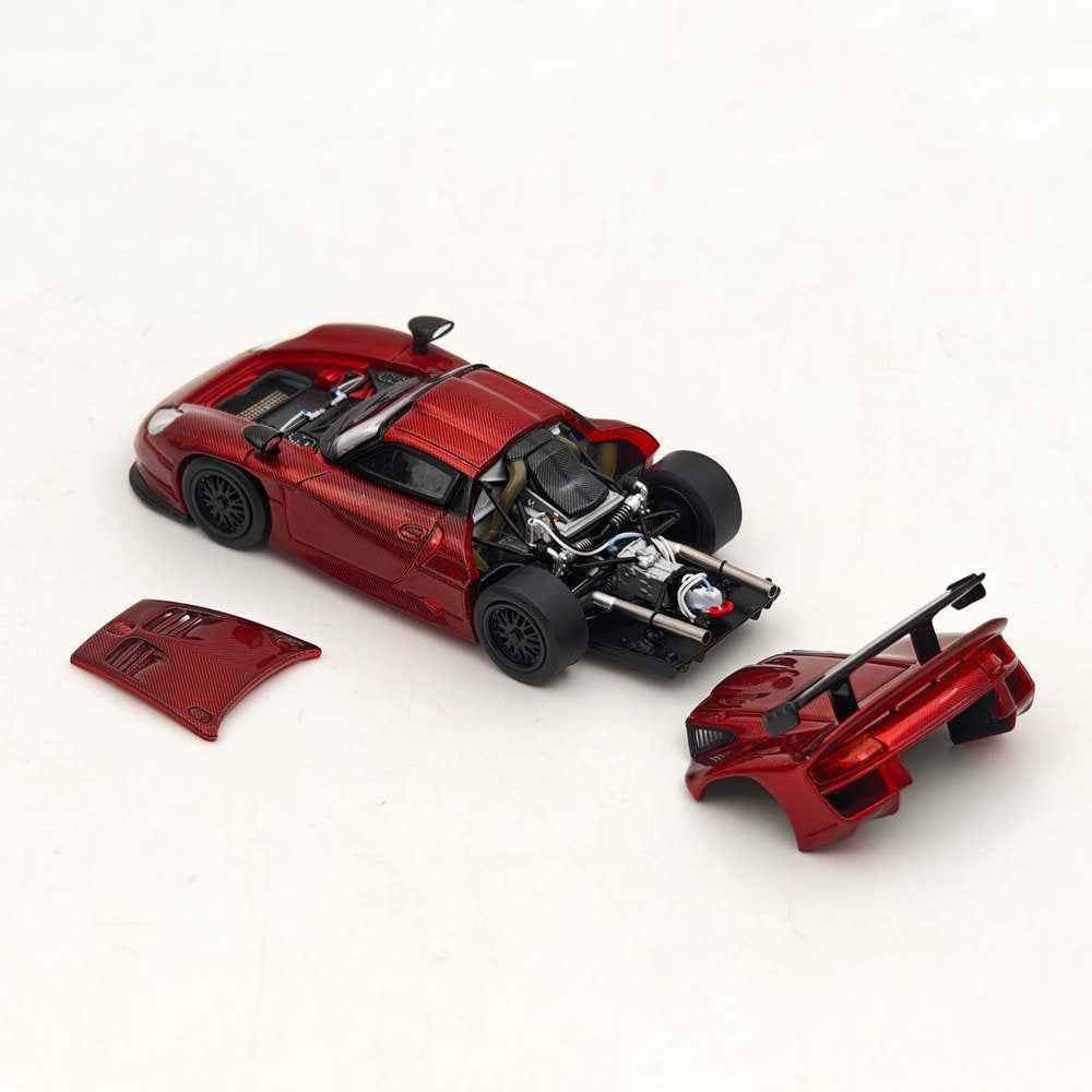 Transcend model TSD 1:64 911 GT1 24h LeMans 1997 Carbon Fiber Opening Hood Diecast Model Car Limited Collection