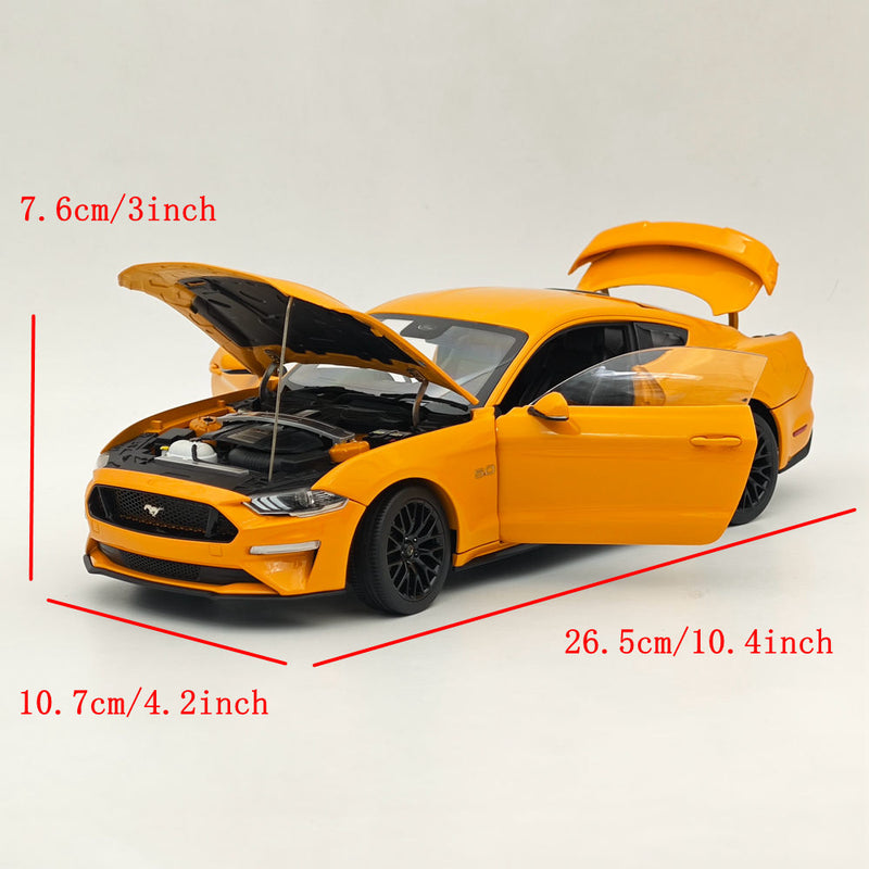 DM 1/18 Scale Model Replicas Ford Mustang GT 2019 Orange Fury RHD Diecast Car Miniature Hobby Gifts