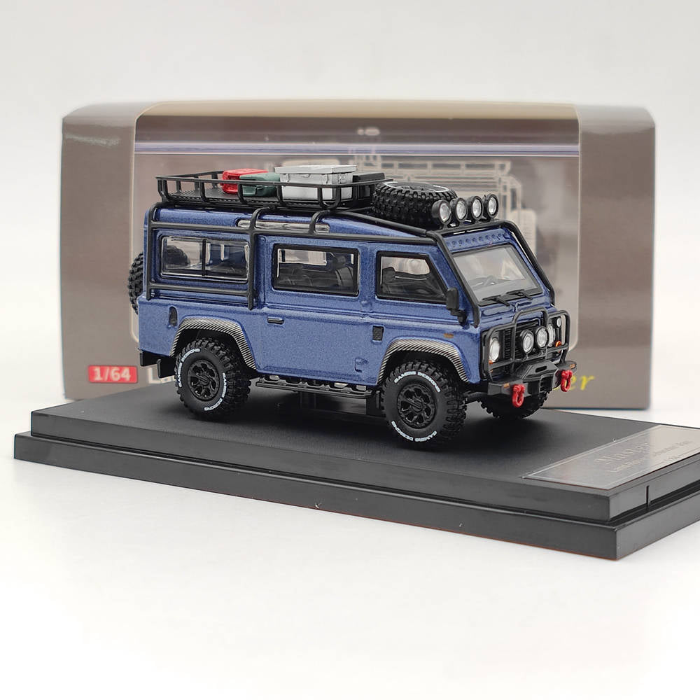 Master 1:64 Land Rover Defender Van Camp Gulf Jouets moulés sous pression Modèles de voitures Véhicules miniatures Hobby Cadeaux de collection 