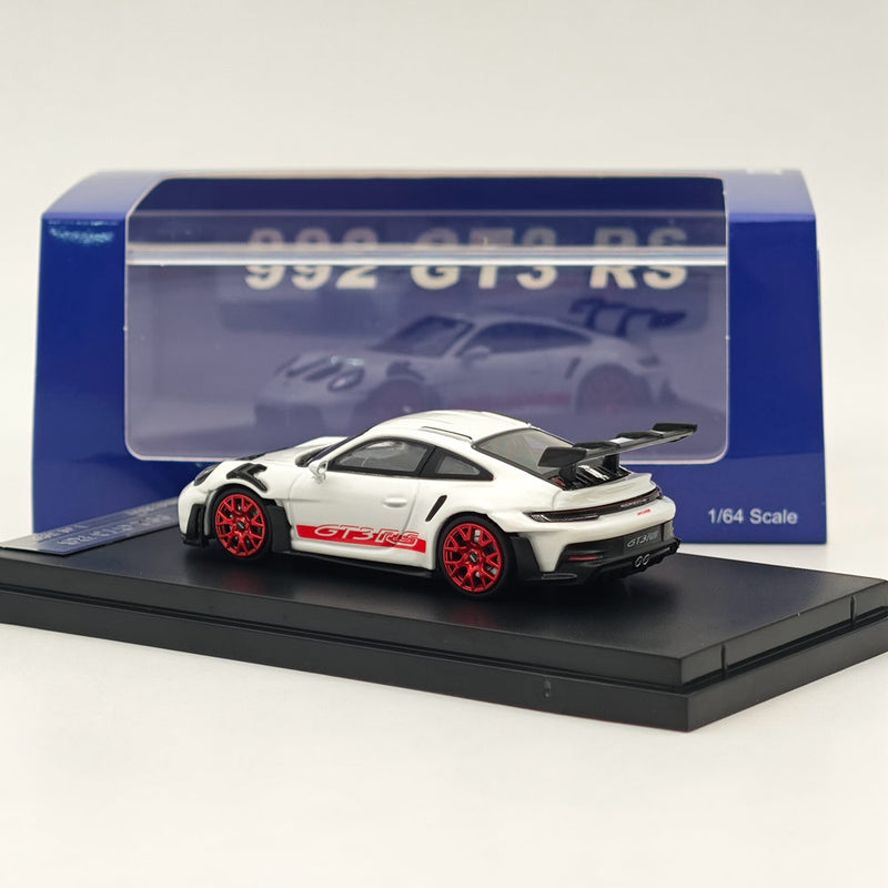 1:64 SW Porsche 992 GT3 RS Racing Sports White Diecast Models Car Collection