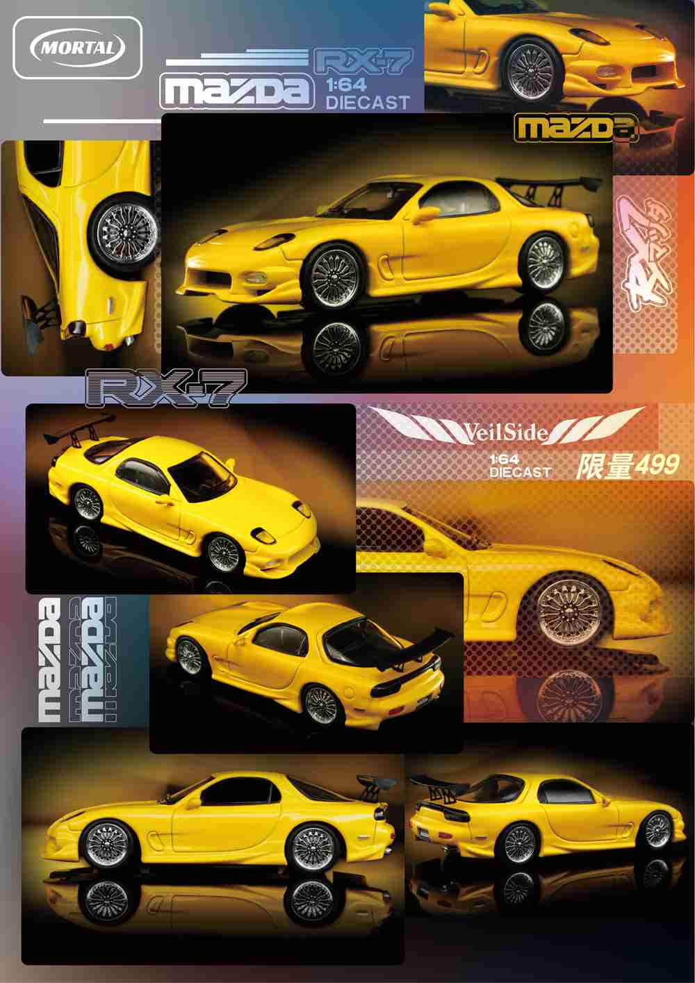Mortal 1:64 Mazda RX7 Veilside Miniature Hobby Diecast Toys