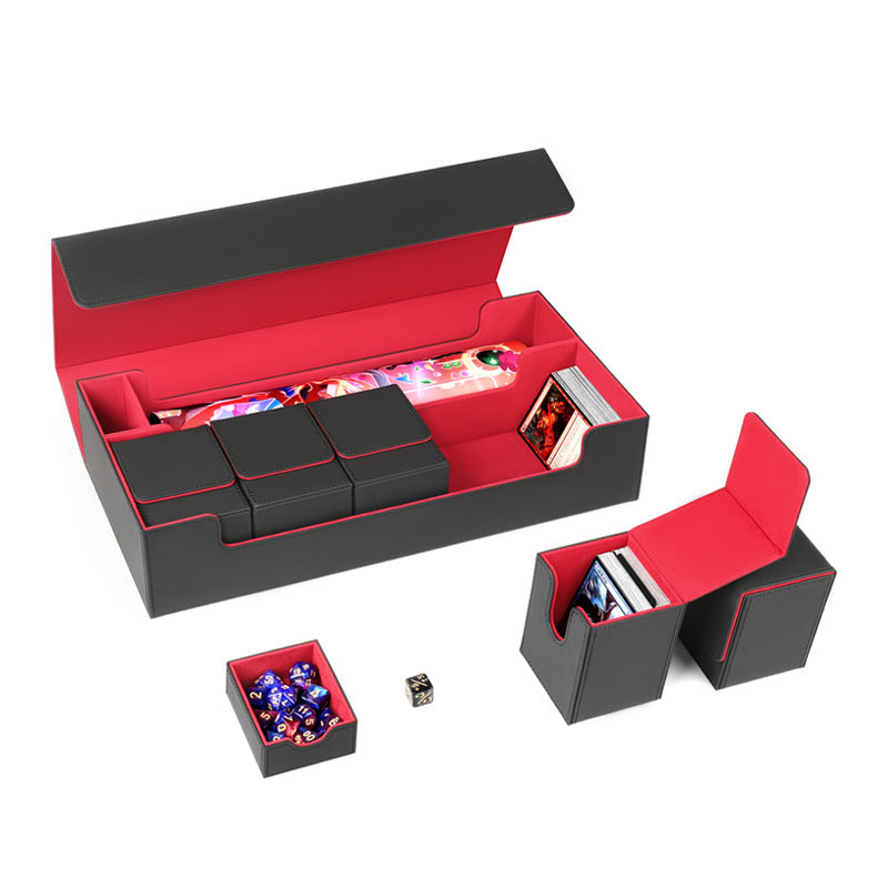 Multi Functional PU Magnetic Card Storage Box Large Holder For 500+ TCG Cards With Dice Compartment & Playmat Pocket