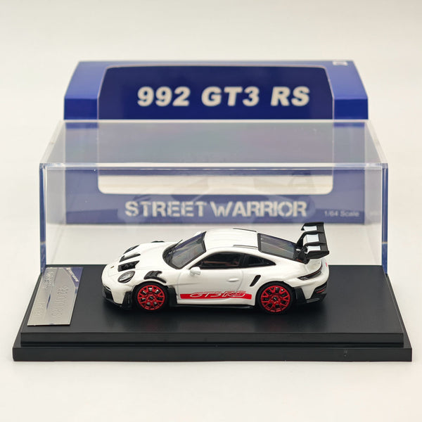 1:64 SW Porsche 992 GT3 RS Racing Sports White Diecast Models Car Collection