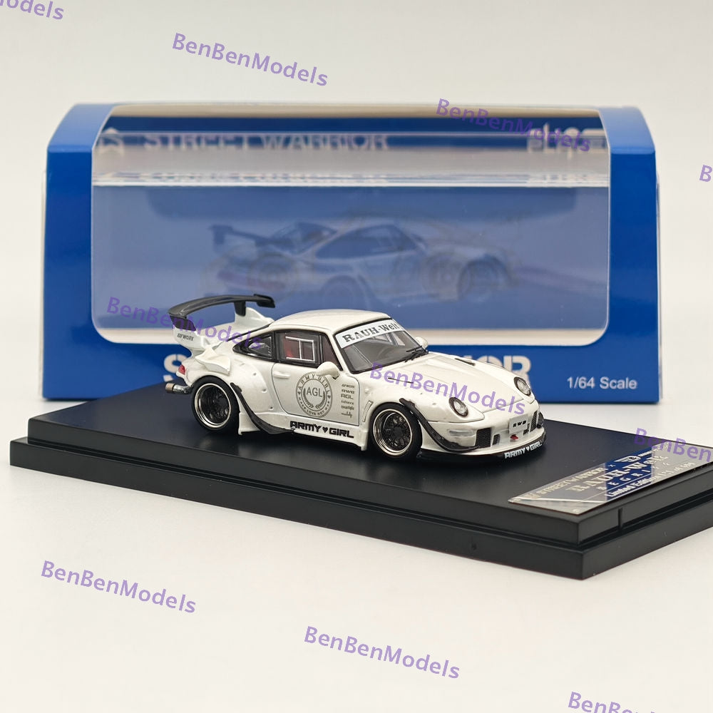 Street WARRIOR SW 1/64 Porsche RWB 993 AGL White Sport Car Diecast Model Car