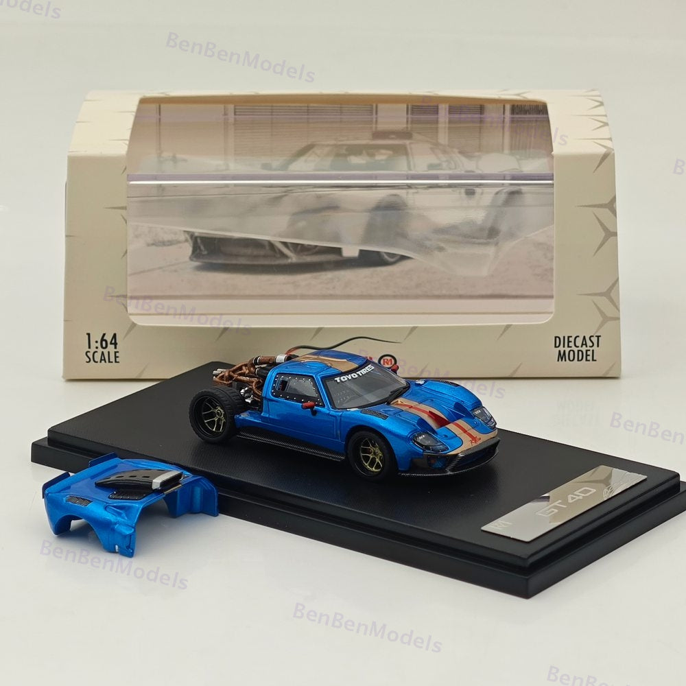 RM 1:64 Blue Ford GT40 Racing Sports Model Diecast Metal Car Gift Collection