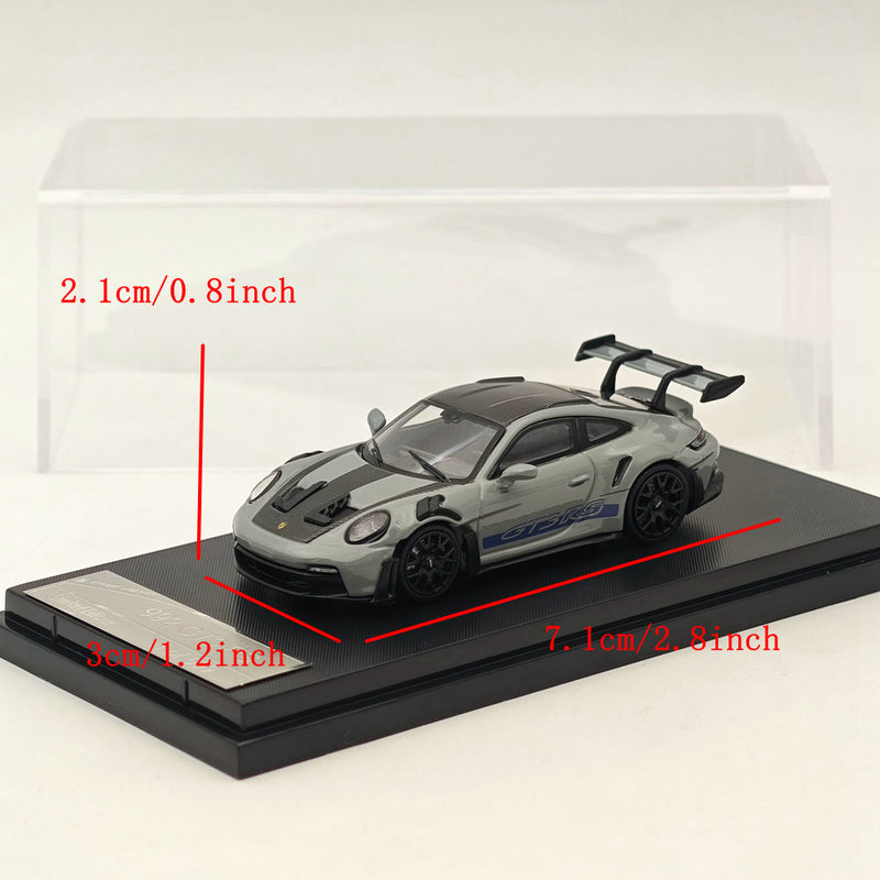 1:64 SW Porsche 992 GT3 RS Racing Sports Grey Diecast Models Car Collection