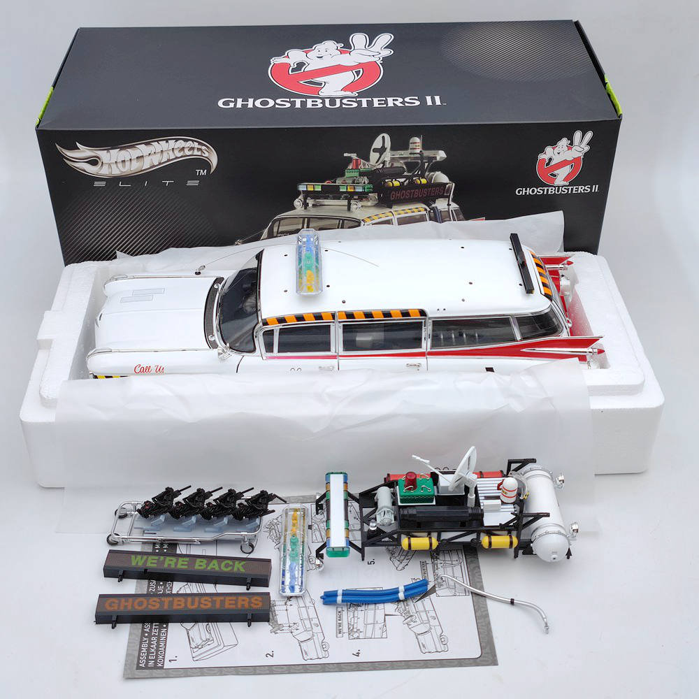 HOT WHEELS 1:18 Cadillac Ghostbusters II ECTO 1A Elite X5470 Diecast Models Toy Car Gifts Collection(Ships from the United States)