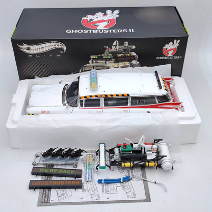 HOT WHEELS 1:18 Cadillac Ghostbusters II ECTO 1A Elite X5470 Diecast Models Toy Car Gifts Collection(Ships from the United States)