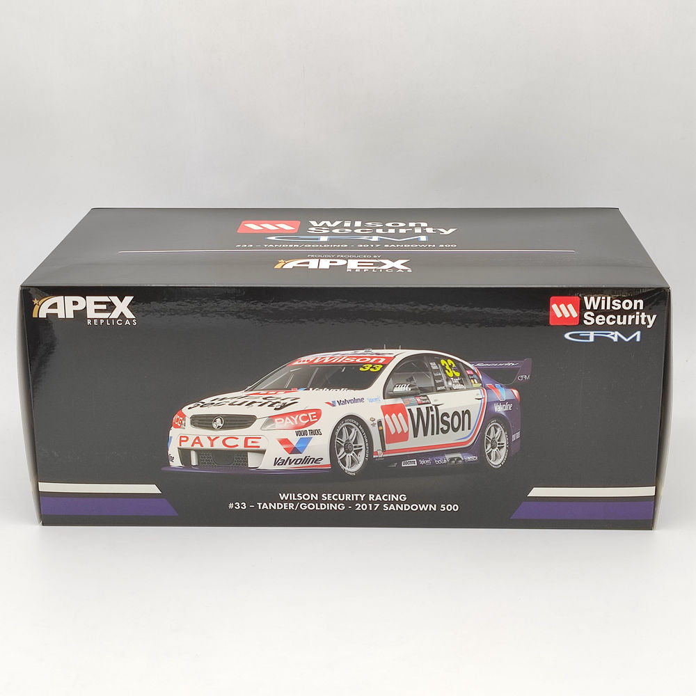 1/18 Apex Wilson Racing #33 Tander/Golding 2017 Sandown 500 AD80709 Modèles moulés sous pression Collection limitée 