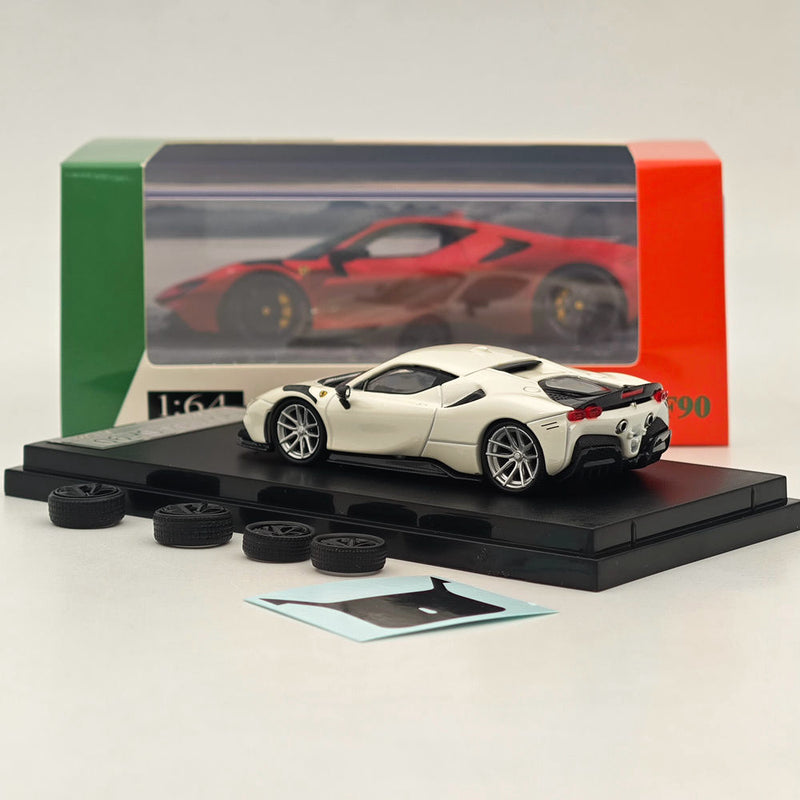 Fine model 1:64 Scale Novitec Ferrari SF90 Diecast Models Car Collections White