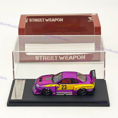 1:64 SW Skyline GTR LBWK ER34 #23 Electroplated Purple Sports Model Diecast