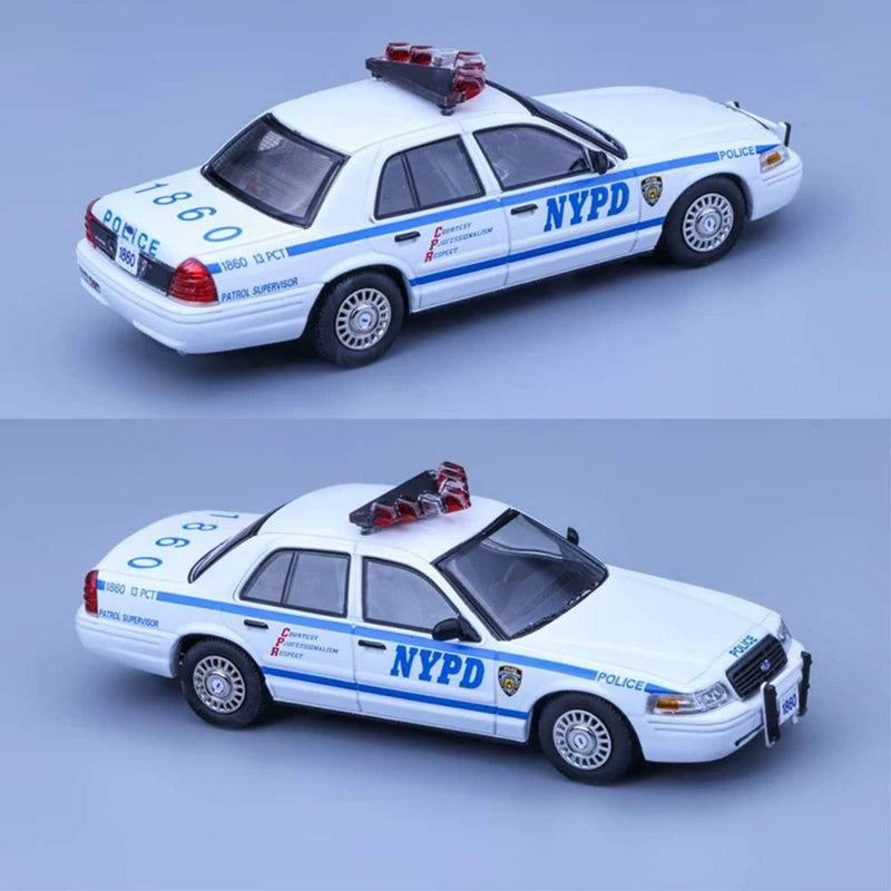 Pre-sale Rollin 1:64 Ford CV Victoria Crown Police Car NYPD Patrol Vehicle NYC New York Taxi Diecast Toys Car Models Miniature Hobby Collectible Gifts