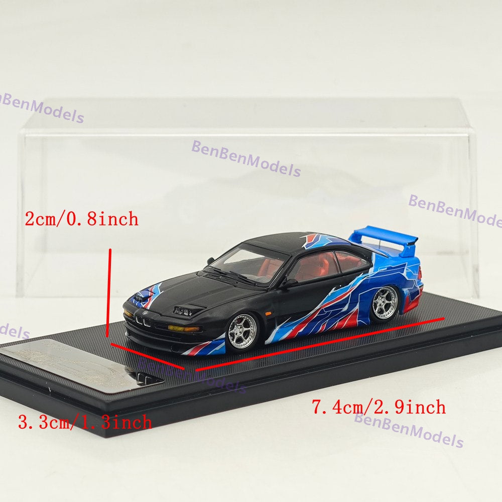 Rhino Model RM 1/64 850CSi E31 Black Blue Widebody Sports Model Diecast Model Car Limited Collection