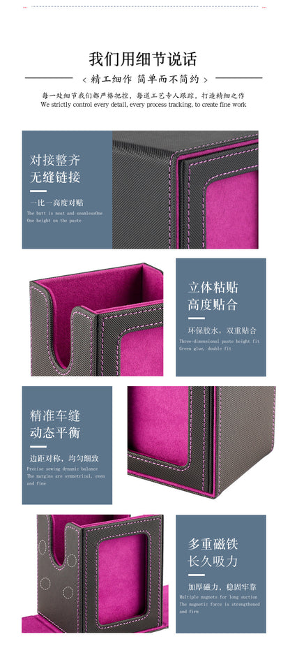 Portable Magnetic PU Deck Box Vertical Side Loading with Front View Window for TCG CCG Trading Cards