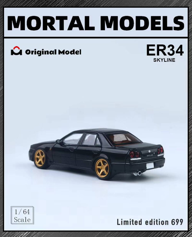 Pre-sale Mortal & OM 1:64 Nissan ER34 uras SKYLINE Miniature Diecast Toys Car Models Hobby Collection Gifts Limited 699