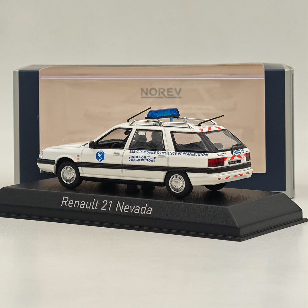 Modèle réduit de voiture moulé sous pression Norev RENAULT 21 NEVADA 1991 SAMU 10, 1/43, collection blanche 