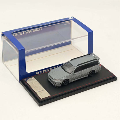 1:64 Street Weapon Nissan Stagea Skyline GT-R R34 Wagon Racing Gray Diecast Car