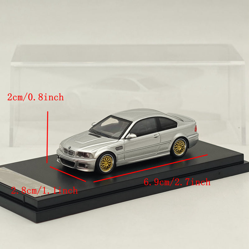 1:64 SW BMW E46 M3 HICH REV SERIES Silver Diecast Models Car Collection