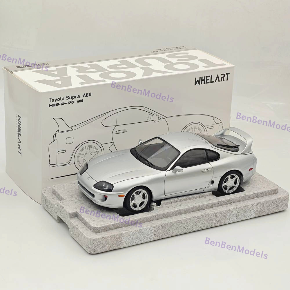 Toyota Supra A80 LHD Silver Coupe Full-open type Diecast Model Car 1/18 WHELART