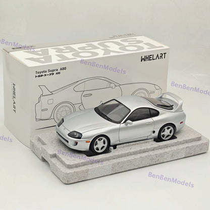 Toyota Supra A80 LHD Silver Coupe Full-open type Diecast Model Car 1/18 WHELART