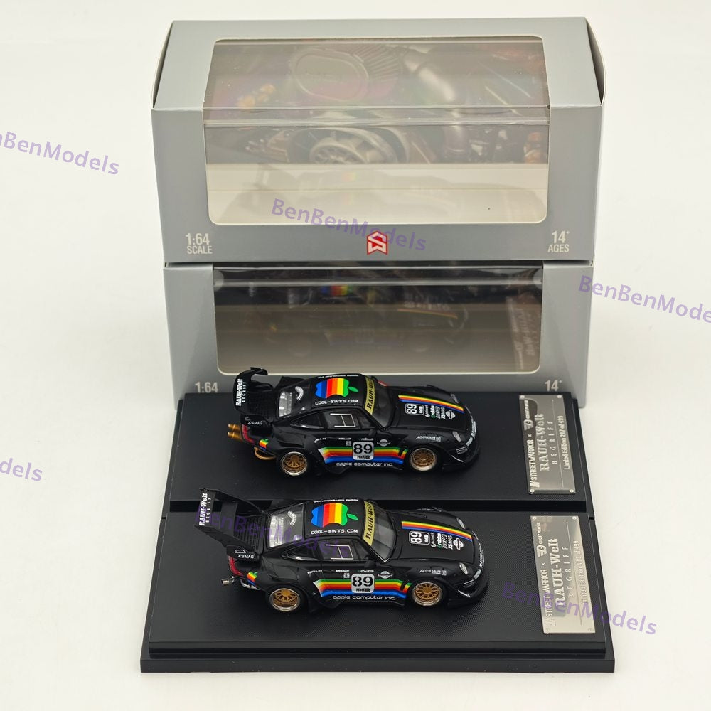 1:64 SW 911 RWB 993 Apple #89 Racing Sports Model Matt Black Diecast Model Car