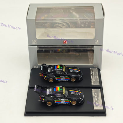 1:64 SW 911 RWB 993 Apple #89 Racing Sports Model Matt Black Diecast Model Car
