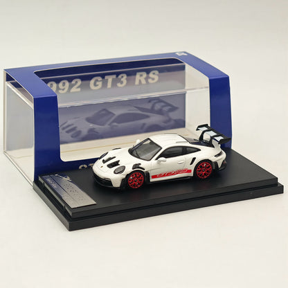1:64 SW Porsche 992 GT3 RS Racing Sports White Diecast Models Car Collection