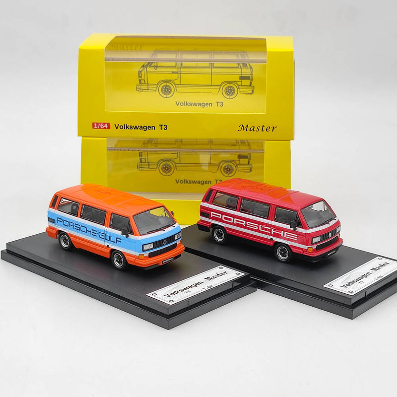 Master 1:64 Porsche B32 & VW T3 Multivan 1985 Van Gulf Diecast Toys Car Models Miniature Hobby Exquisite Gifts