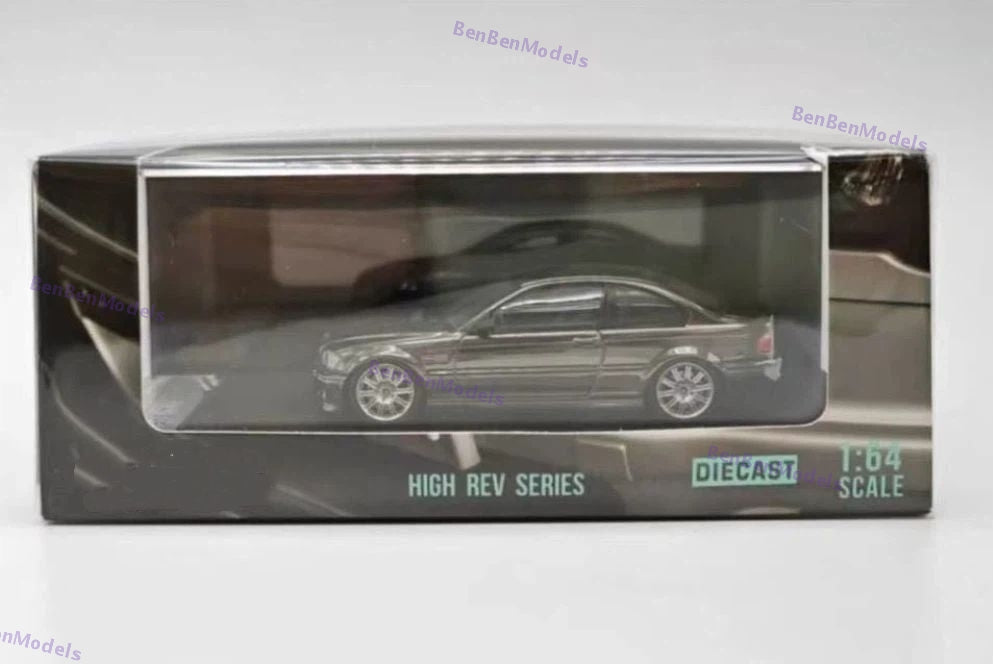 Pre-sale SH 1/64 E46 Chrome Black with BBS & Original Wheels Diecast Model Car