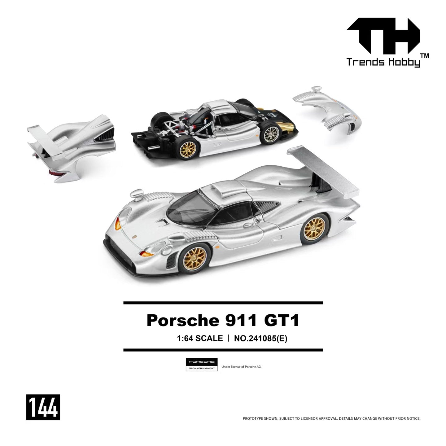 TH 1:64 Scale 911 GT1 1988 Le Mans Racing Simulation Alloy Open Cover Diecast Car Model Collection Gifts