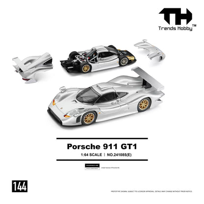 TH 1:64 Scale 911 GT1 1988 Le Mans Racing Simulation Alloy Open Cover Diecast Car Model Collection Gifts
