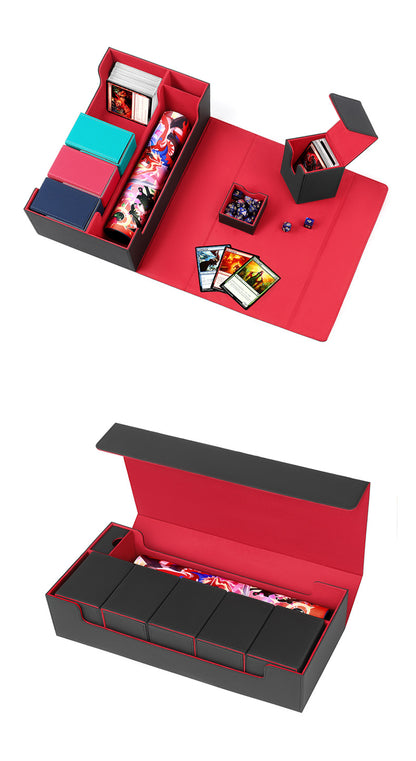 Multi Functional PU Magnetic Card Storage Box Large Holder For 500+ TCG Cards With Dice Compartment & Playmat Pocket