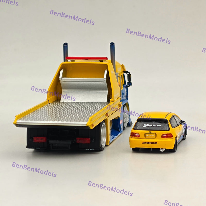 1:64 SH KamaZ Spoon Sports Flatbed Tow Truck with Civic EG6 Spoon