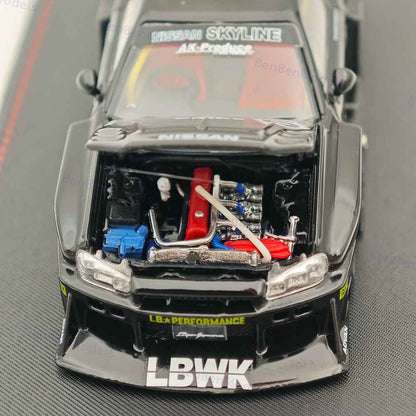 1/64 SW NISSAN GT-R LBWK ER34 #5 Black Diecast Model Car Miniature Collection