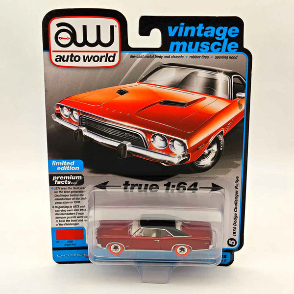 CHASE Auto World 1/64 1974 Dodge Challenger Rallye Ultra Red Diecast Models Car