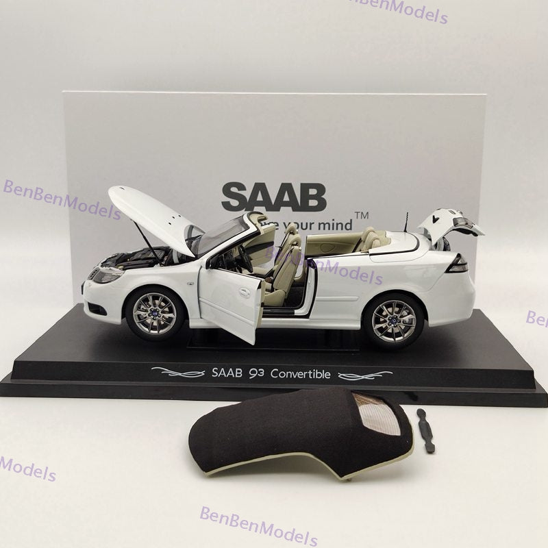 Original 1:18 93 9-3 Convertible Sport Car White Diecast Model Car Limited Edition