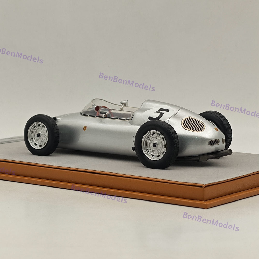 1/18 Tecnomodel Porsche 718 F2 1960 Solitude GP #5 Silver Resin Car Model