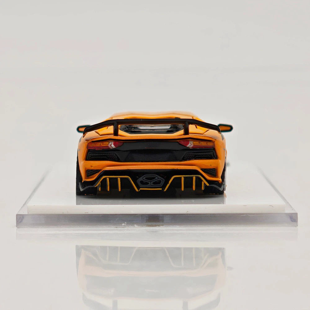 Rotating Wheel 1:64 Aventador S Rowen Supercar Yellow Diecast Alloy Collectible Model Car