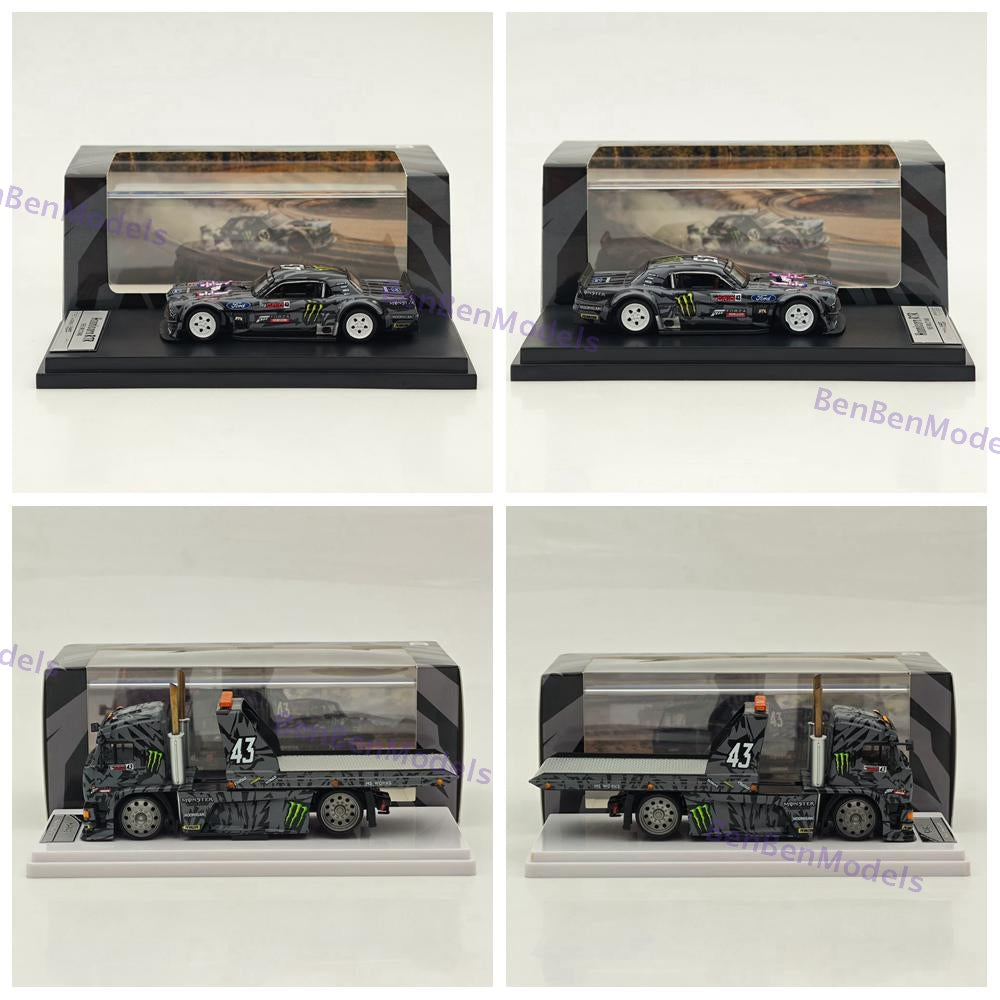 1:64 SW Ford Mustang 1965 Hoonicorn RTR V3 HORZON / KamaZ trailer Car Diecast