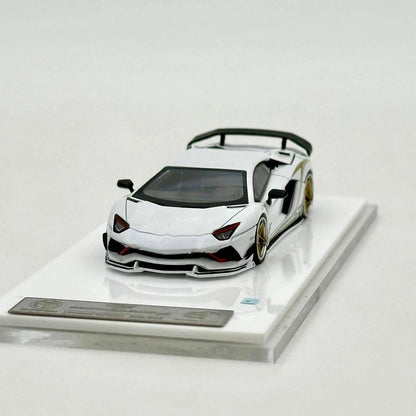 Rotating Wheel 1/64 Aventador S Rowen Supercar White Diecast Alloy Collectible Model Car
