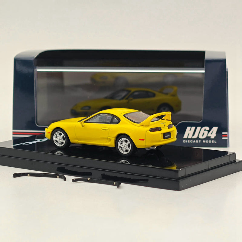 Hobby Japan 1/64 Toyota SUPRA RZ JZA80 with Active Spoiler Parts Yellow HJ642042Y Diecast Models Car Collection